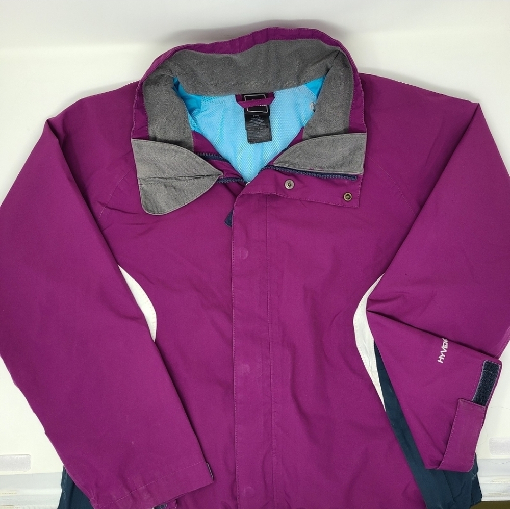 The NORTH FACE Hyvent Girls Full Zip Purple Pink Rain Jacket Shell Coat XL (18)